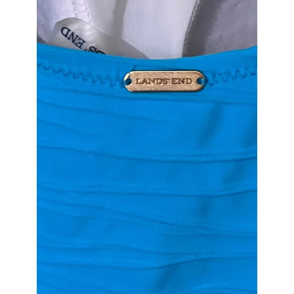 Lands End‎ Ruched Tankini Top Turquoise Size 6 beachy vacation tropical cruise